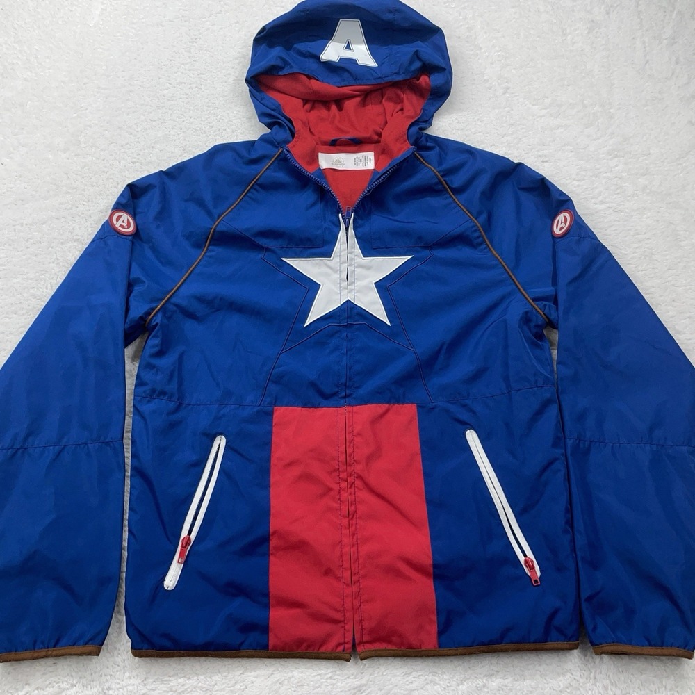 Disney Parks Avengers Captain America Windbreaker Full Zip Jacket‎ Adult Size S